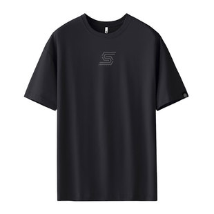 加肥加大男士黑色字母印花短袖男款夏季潮牌宽松透气抑菌凉感t恤