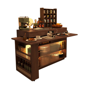 形影家具岛台餐桌一体可旋转小户型伸缩吧台中古风餐边柜沙发边柜