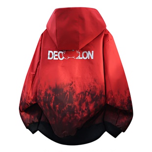 11111红色双面穿连帽夹克男潮流韩版休闲百搭渐变色外套男装