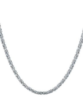 周六福男潮嘻哈素链项链S925银龙骨链本命年礼物送男友