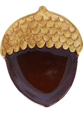 日本进口可爱橡果子粗陶蘸料碟