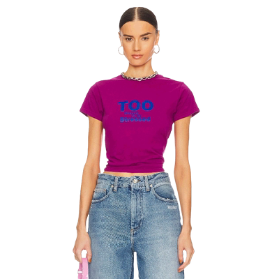 热巴同款 DANIELLE GUIZIO T恤美式复古短袖印花短款上衣REVOLVE