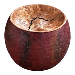 纯手工复古紫铜建水茶洗茶渣缸水盂带盖养壶承水洗桌面茶渣收纳