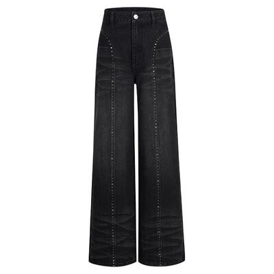 threequarters复古洗豹纹牛仔裤