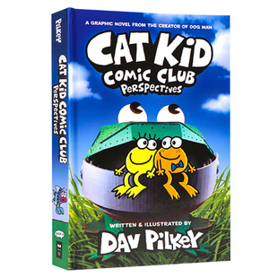 送音频英文原版进口Cat Kid Comic Club 小彼蒂的漫画俱乐部2 儿童英语趣味性阅读桥梁章节书Dog Man神狗侦探同作者dogman
