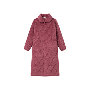 2025冬季新款中老年三层夹棉加绒加厚睡袍送妈妈的中长款家居服