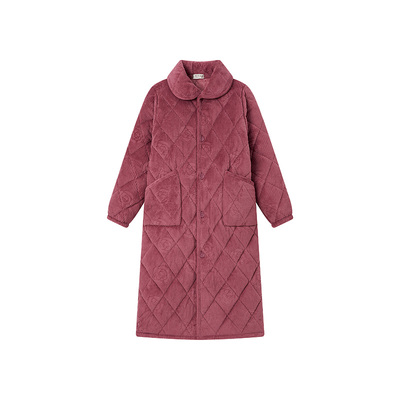 中老年三层夹棉妈妈睡袍家居服