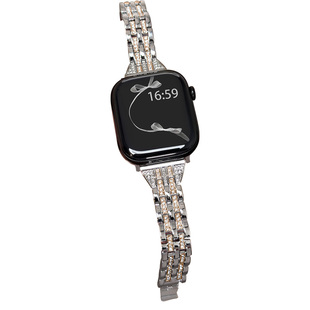 苹果手表s10表带夏天iwatchs11手表带s9新品超好看11代ultra3腕表se3金属五铢applewatch手链设计感老钱风女