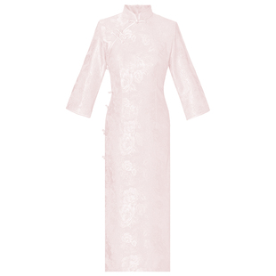 改良旗袍女新中式2025秋冬新款七分袖长款年轻妈妈日常回娘家红色