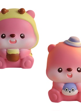 抖音热款粉狸狸小黄帽存钱罐摆件