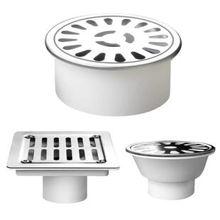 不锈钢内插地漏PVC排水管简易过滤网50阳台75圆形盖子110防堵盖子