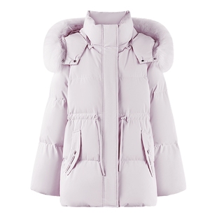秋水伊人可拆卸狐狸毛领国风羽绒服女2025年冬季新款收腰抽绳外套