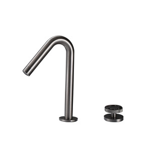 北欧全铜两孔分式体面盆枪灰色冷热浴室柜龙头时尚简约岛台水龙头