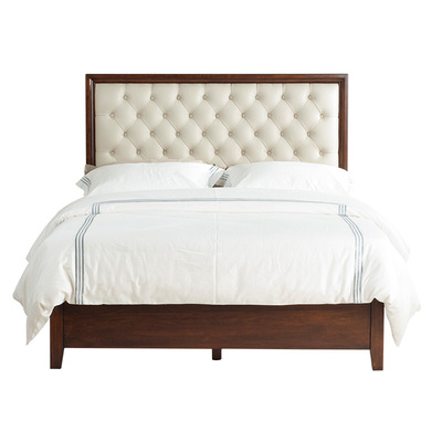 和年美家美式轻奢实木头层真皮床