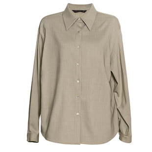 罗衣时尚通勤卡其色衬衫女春职场OL风上衣半身裙两件套套裙12906