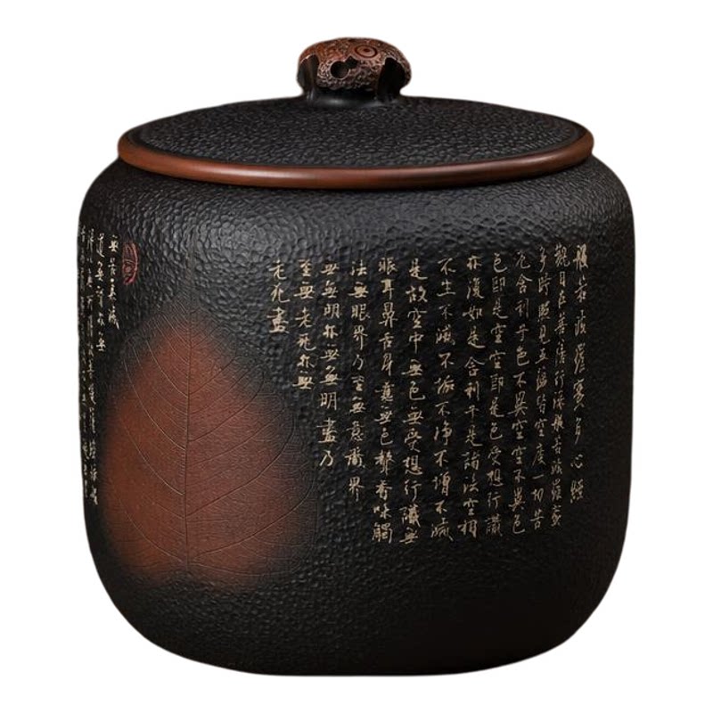 建水紫陶手工锤纹茶叶罐储物罐