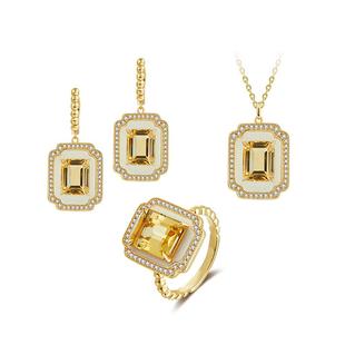 CIGALONG龙梓嘉花窗黄水晶项链戒指新中式珠宝新年情人节礼物