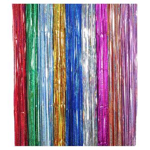 镭射雨丝帘生日装饰场景布置派对背景墙流苏彩带婚庆婚房门帘彩条