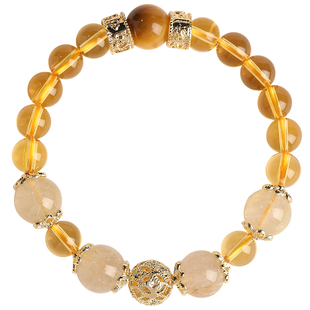 普陀山招财天然黄水晶手串女款金发晶转运珠小众精致好运手链礼物