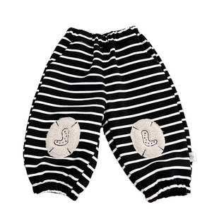男宝宝冬款洋气条纹束脚裤男童裤子韩版加绒保暖长裤婴儿加厚卫裤