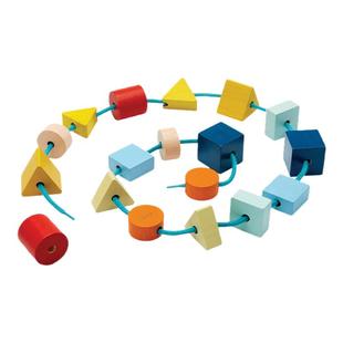 plantoys蒙氏早教益智形状穿线游戏串珠认知木制儿童玩具5466