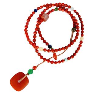 原矿瓦西料柿子红南红108颗手持手链念珠老蜜蜡项链文玩龙年国潮