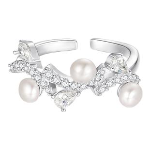 周大生DC秘密花园戒指纯银S925开口小众珍珠藤蔓指环送生日礼物