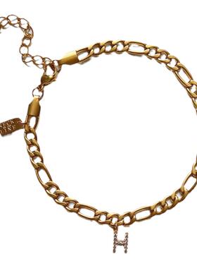 Neckontheline脚链镀金ins风水钻