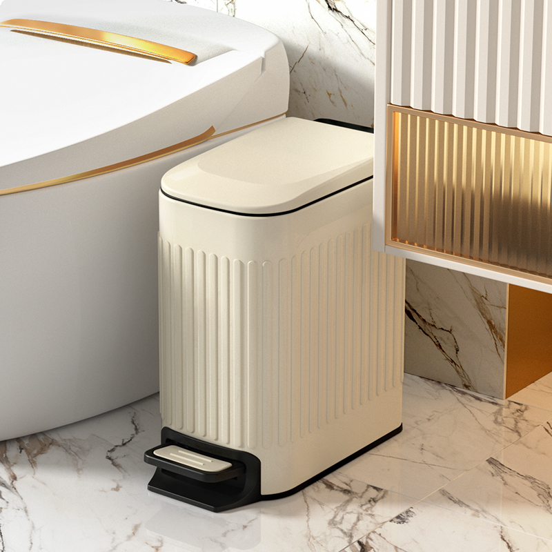 KUK卫生间浴室专用垃圾桶家用脚踏式厕所夹缝卫生桶不锈钢带盖踩