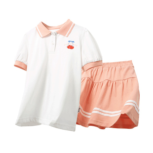 优贝宜女童短袖套装夏季儿童polo衫衣服短裙子翻领两件套薄款女孩