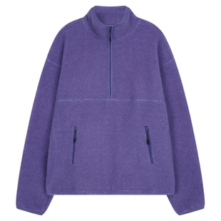 秒发!美娜家2026新款韩国设计师lerobe休闲半拉链羊毛圈圈绒卫衣