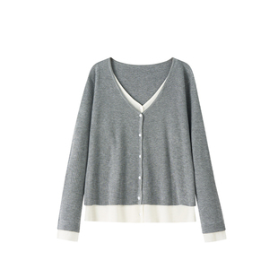 大码胖mm巨好看上衣假两件重要场合高级感独特漂亮遮肚绝美针织衫