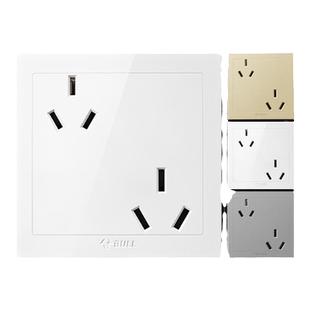 公牛六孔插座16a10a安6孔空调热水器双三三插斜六孔86型多孔家用
