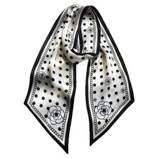 【100%桑蚕丝】时尚显气质的双层双面真丝飘带领巾长条丝巾围巾女