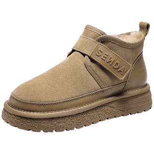 森达雪地靴男冬新商场同款户外保暖毛绒厚底休闲棉鞋短靴DB001DD5