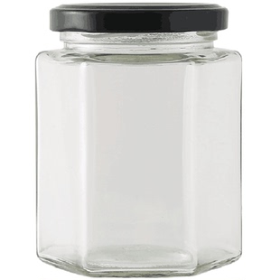 食品级六棱玻璃瓶六角蜂蜜密封罐头带盖小号透明柠檬膏辣椒酱空瓶