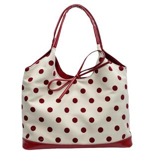 通勤大容量春夏包包女2026新款流行帆布波点单肩腋下包手提托特包