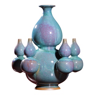 孔家钧窑[五子登科][35cm]藏品级钧瓷摆件花瓶贺礼当代官窑伴手礼