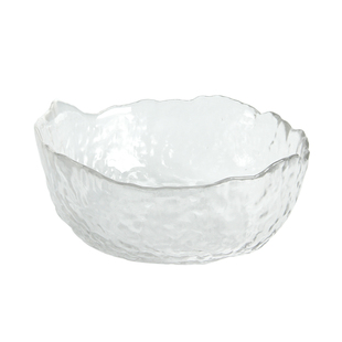 日式锤纹金边玻璃碗透明沙拉碗家用餐具北欧网红彩色水果盘甜品碗