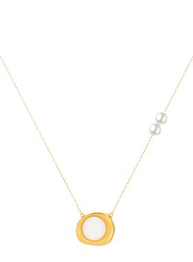 一撇一捺贝母925银金色轻奢项链