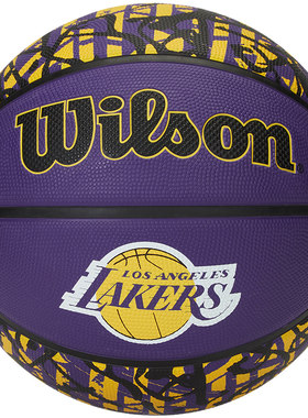 Wilson威尔胜NBA球队橡胶涂鸦系列湖人队青少年成人室外7号篮球
