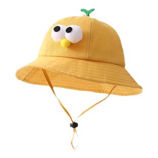 春秋款幼儿园小黄帽定制渔夫帽夏季儿童遮阳帽男宝宝防晒帽太阳帽