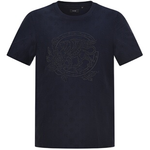 【LOGO提花】RARE威雅男装夏季薄款上衣男士黑色圆领T恤修身短袖