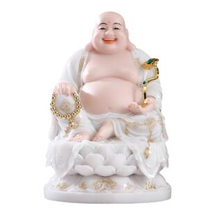 汉白玉弥勒佛大肚笑佛像大笑佛玄关办公室客厅供奉弥勒佛招财摆件