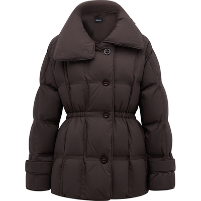 翻领大衣感短款羽绒服