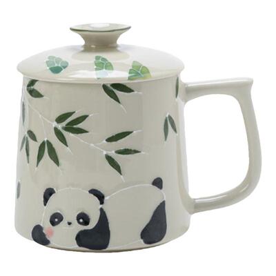 草木灰手绘小熊猫水杯