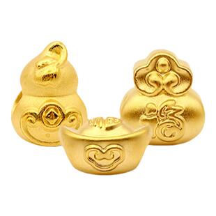 新航黄金转运珠足金葫芦元宝福袋硬金手链手串串珠路路通小配件