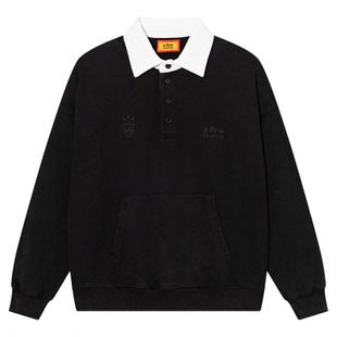 AFGK25SS水洗刺绣衬衫领卫衣POLO长袖男女春秋美式复古休闲上衣