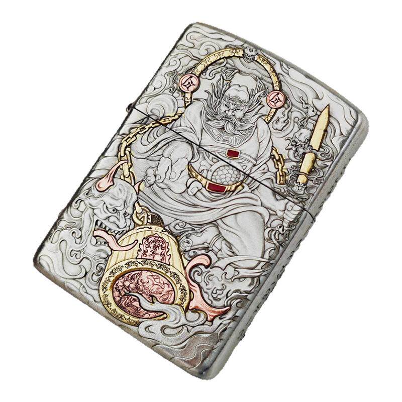 zippo破法者伏魔帝君镀银盔甲机