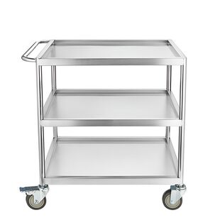 三层不锈钢手推车双层移动静音工具物料周转实验室搬运仪器小推车